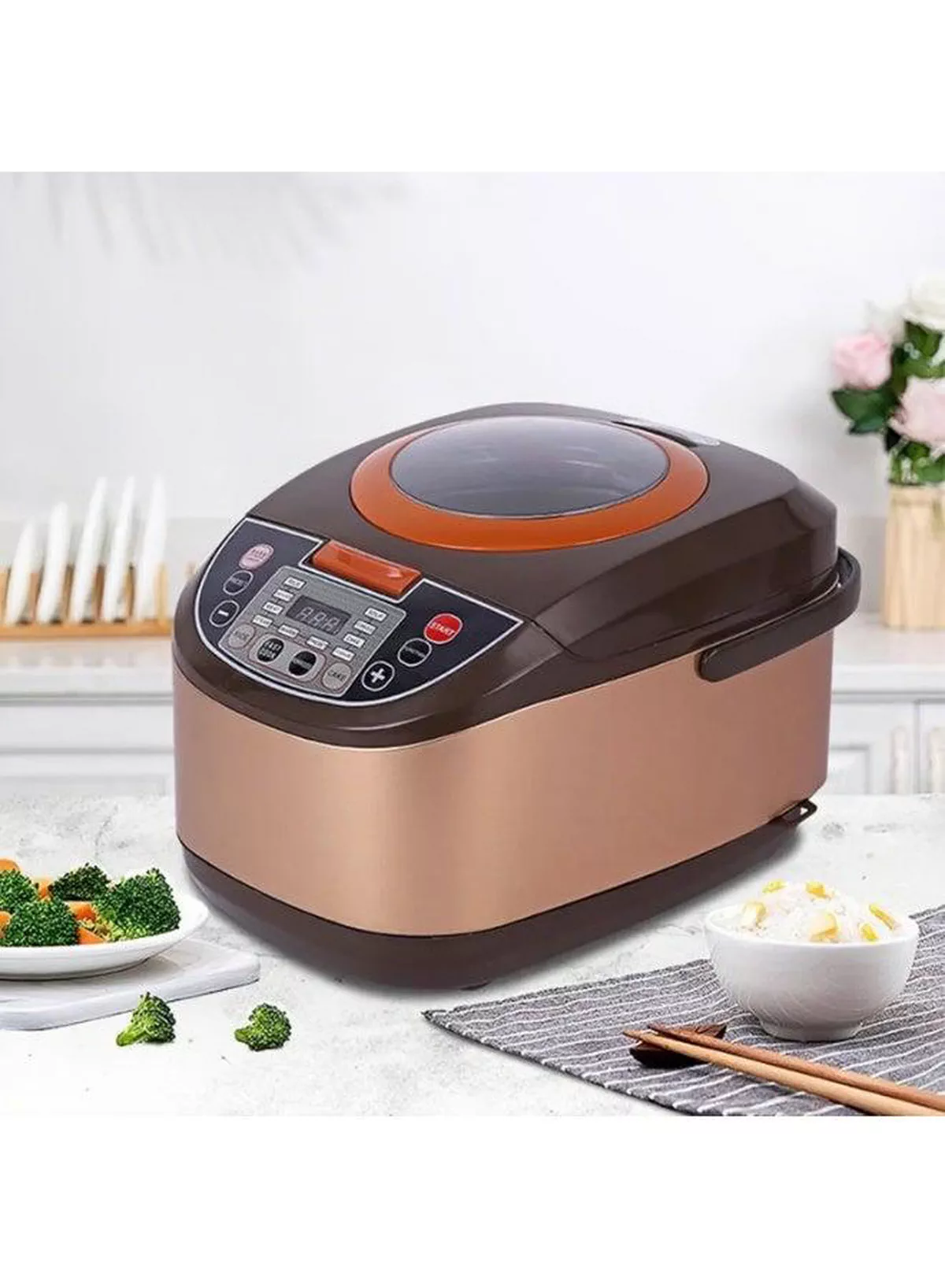 5L Smart Multi Cooker Electric Rice Cooker With Advanced Fuzzy Logic Digital Display Non-Stick Pot Large Viewing Window 12 Functions Soup Steam Porridge Cake Keep Warm Timer For Family-4-4