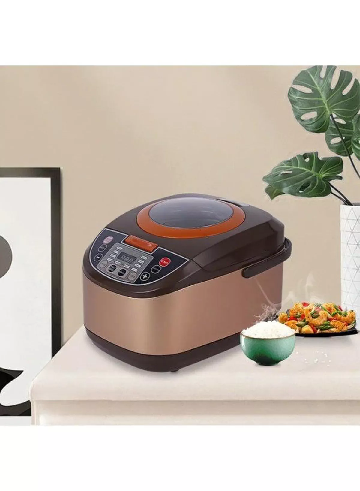 5L Smart Multi Cooker Electric Rice Cooker With Advanced Fuzzy Logic Digital Display Non-Stick Pot Large Viewing Window 12 Functions Soup Steam Porridge Cake Keep Warm Timer For Family-6-6