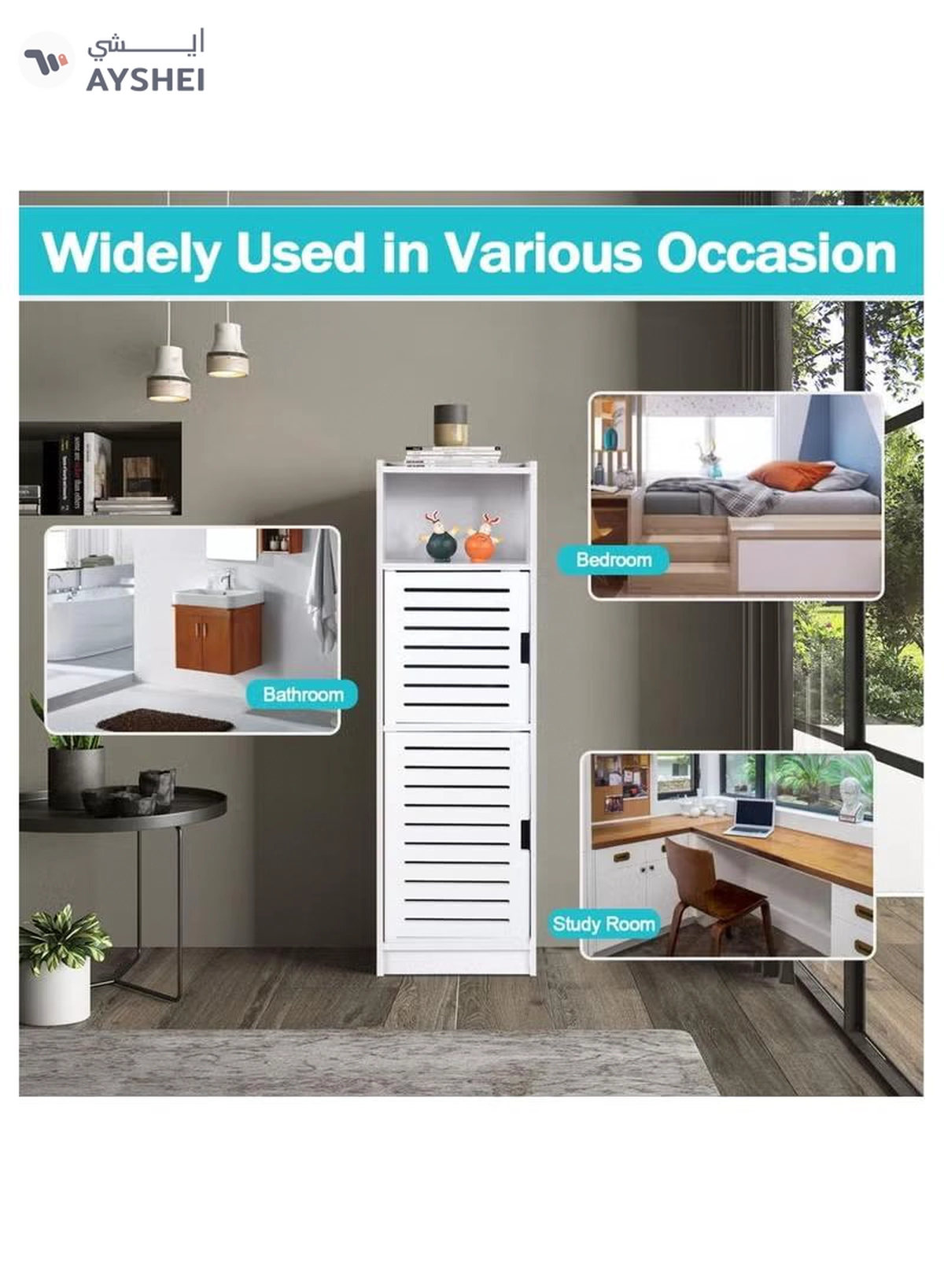 Eworld Versatile Slim Waterproof Bathroom Storage Cabinet-3-3