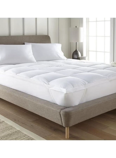 REGAL IN HOUSE Microfiber Super King Size Mattress Topper 8 cm With Microfiber Filling and Rubber Corners Edges Microfiber White 200X200cm-0