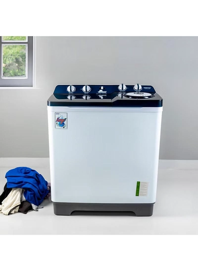 GEEPAS Twin Tub Semi-Automatic Washing Machine 13 Kg| 7Kg Spin Capacity Equipped with Strong Pulsator and Air Dry Spinning Function| Efficient Performance and Classic Design| Perfect for Home, Apartments | 1 Year Warranty 820 W GSWM18014N White/Blue 13 kg 820 W GSWM18014N White/Blue-0