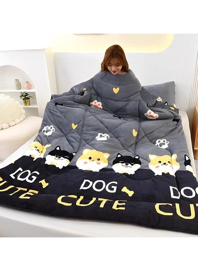 DubaiGallery Lazy Person Quilt with Sleeves Children's Kick Resistant Quilt Winter Single Person Wearable Multifunctional Sofa Pillow Quilt-0