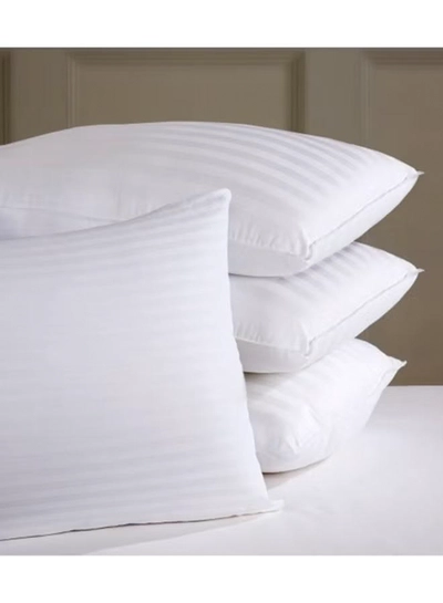 Comfy 4-Piece Microfiber Stripe Soft Hotel Pillow Cotton White-0