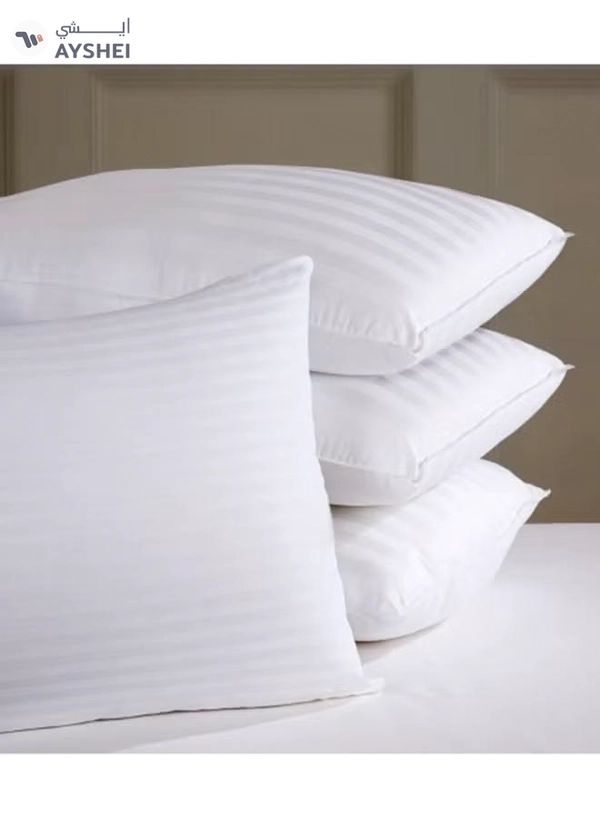 Comfy 4-Piece Microfiber Stripe Soft Hotel Pillow Cotton White