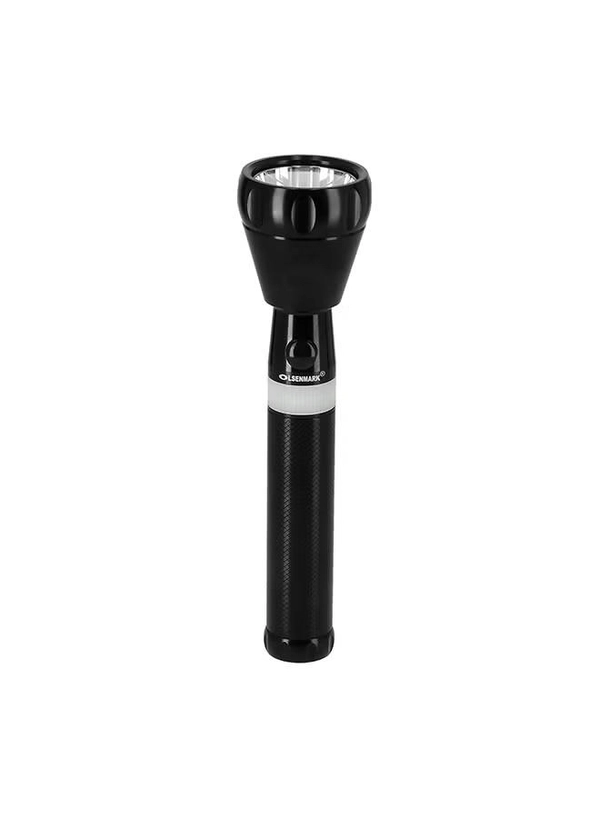 Olsenmark Rechargeable LED Flashlight Torch Black/White 242mm