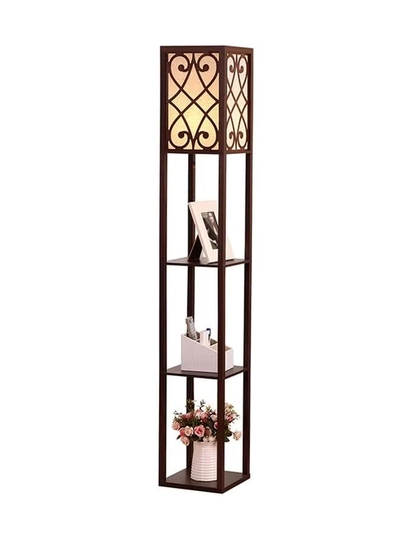 NKX Nordic Modern Bedroom Linen Cover Standing Floor Vertical Lamp With 9W Bulb With Shelves-1