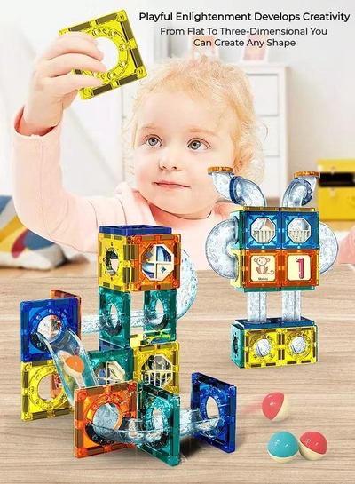 Eworld 168 Piece Magnetic Pipeline Building Blocks Set, Educational 3D Construction Toy-2