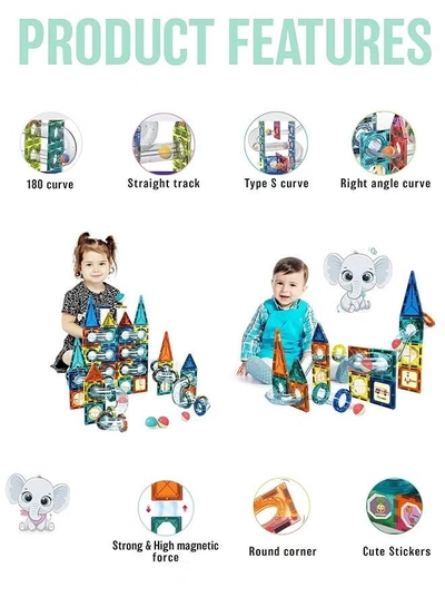 Eworld 168 Piece Magnetic Pipeline Building Blocks Set, Educational 3D Construction Toy-6