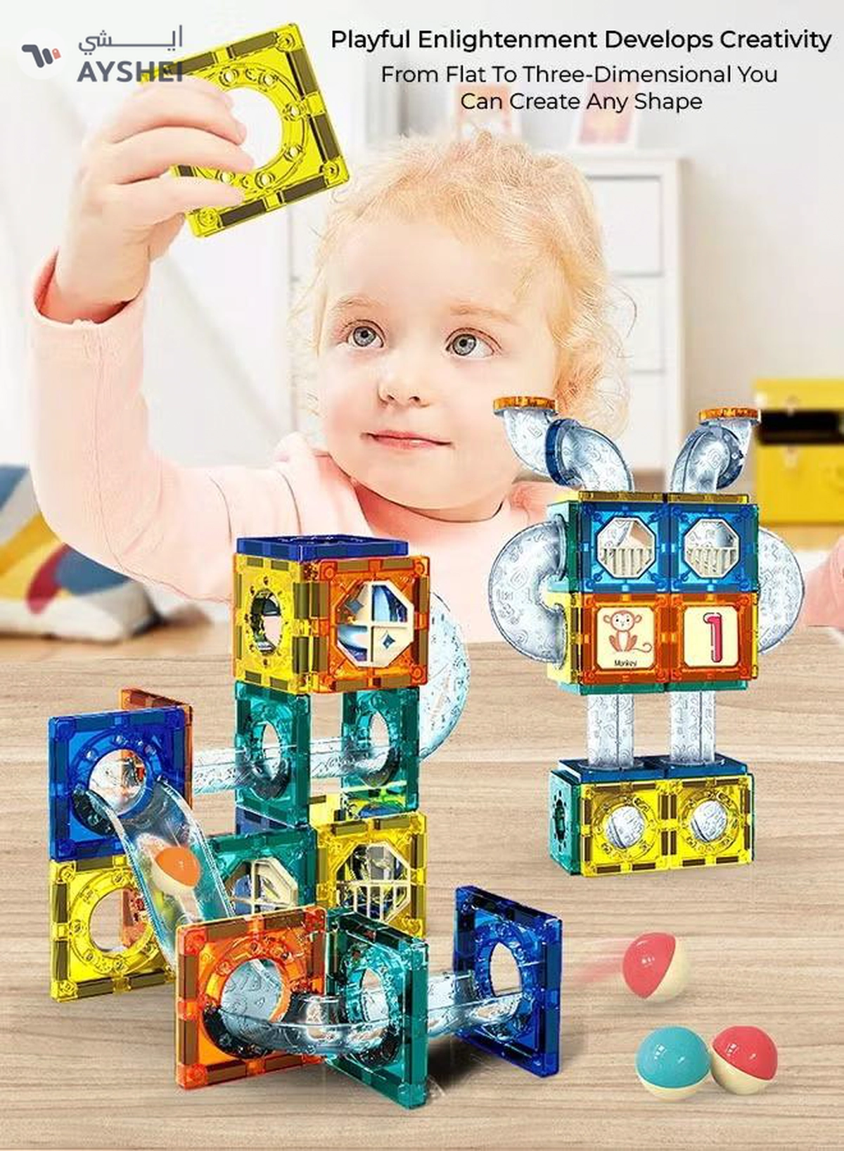 Eworld 168 Piece Magnetic Pipeline Building Blocks Set, Educational 3D Construction Toy-2-2