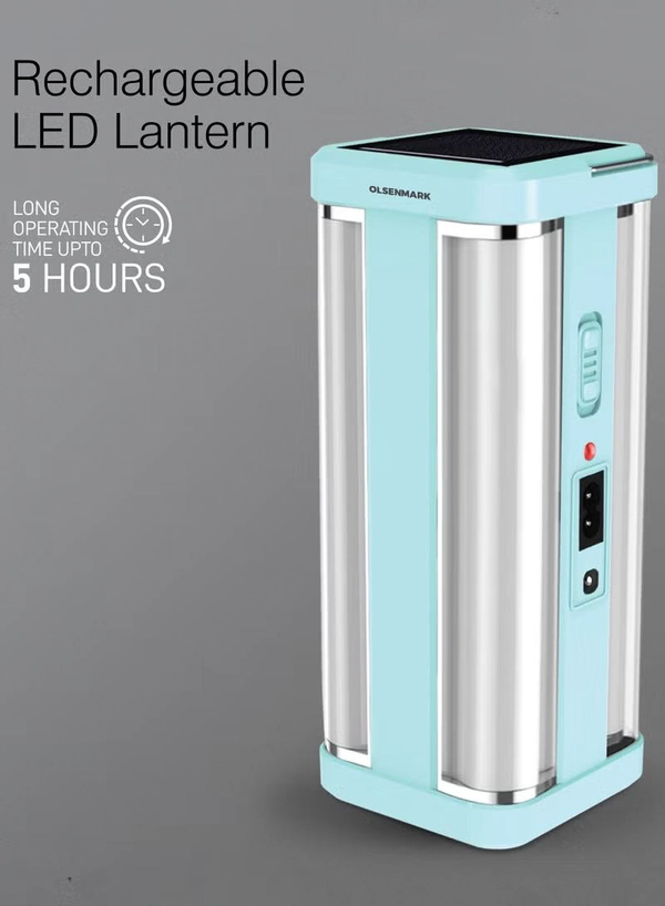 Olsenmark Rechargeable LED Lantern- OME2828, With Solar Panel and Long Operating Time of 5 Hours