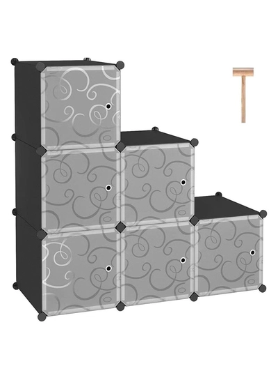 DubaiGallery 6 Cubes Diy Shoes Wardrobe Storage Shoe Rack Shoe Tower Storage Cabinet Shoe Organizer Storage Organizer Modular Shoe Cabinet-2