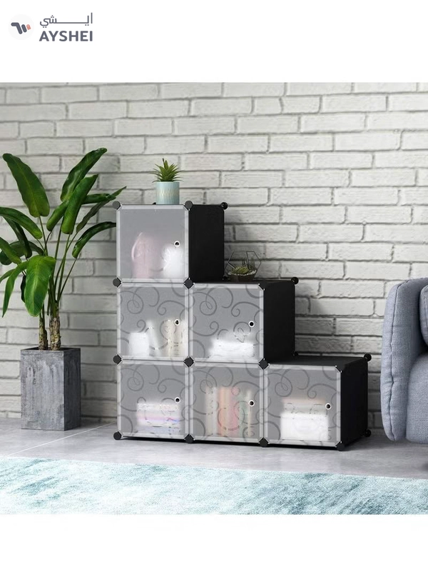 DubaiGallery 6 Cubes Diy Shoes Wardrobe Storage Shoe Rack Shoe Tower Storage Cabinet Shoe Organizer Storage Organizer Modular Shoe Cabinet