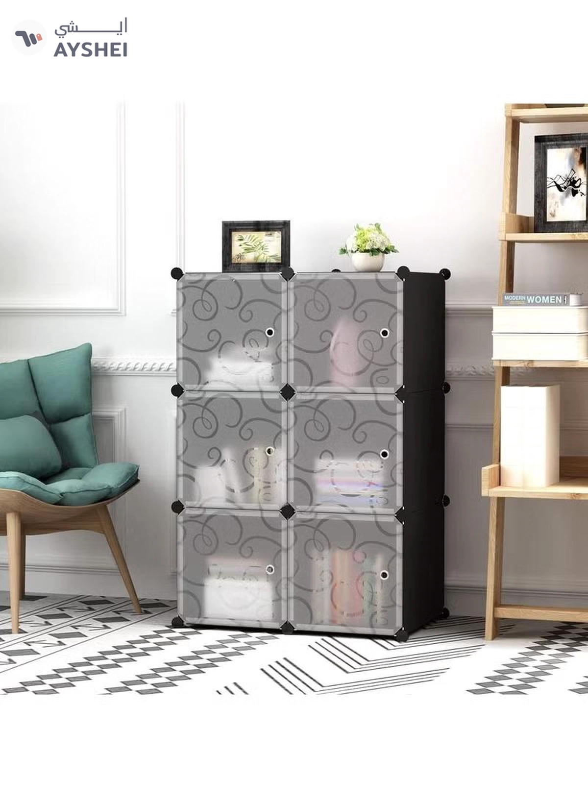 DubaiGallery 6 Cubes Diy Shoes Wardrobe Storage Shoe Rack Shoe Tower Storage Cabinet Shoe Organizer Storage Organizer Modular Shoe Cabinet-1-1