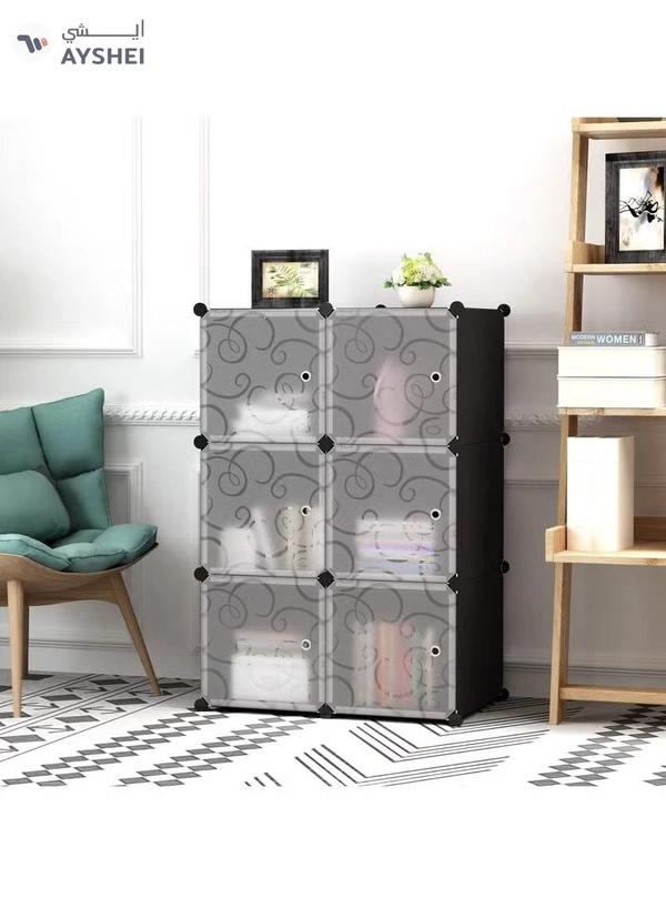 DubaiGallery 6 Cubes Diy Shoes Wardrobe Storage Shoe Rack Shoe Tower Storage Cabinet Shoe Organizer Storage Organizer Modular Shoe Cabinet