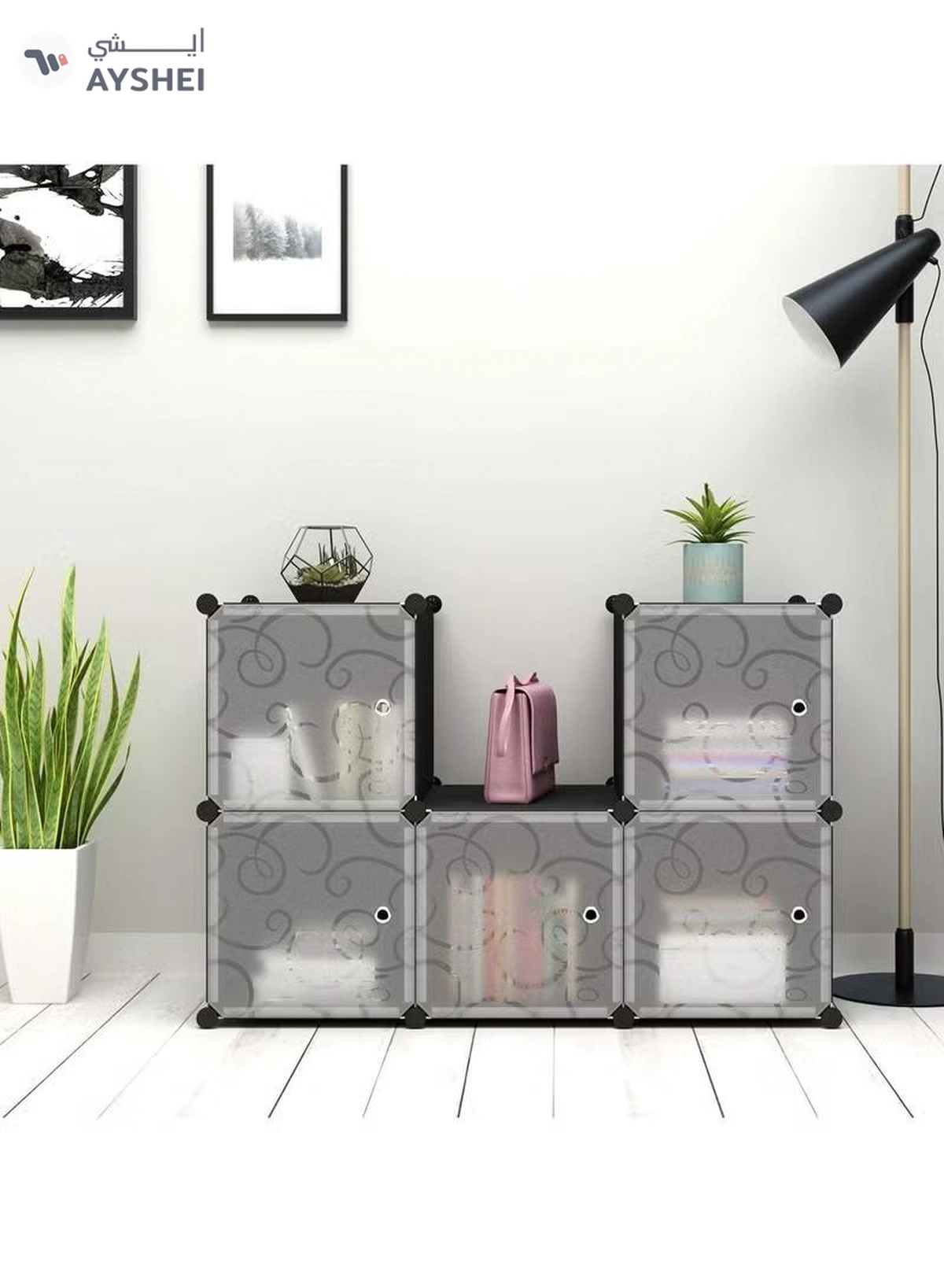 DubaiGallery 6 Cubes Diy Shoes Wardrobe Storage Shoe Rack Shoe Tower Storage Cabinet Shoe Organizer Storage Organizer Modular Shoe Cabinet-3-3