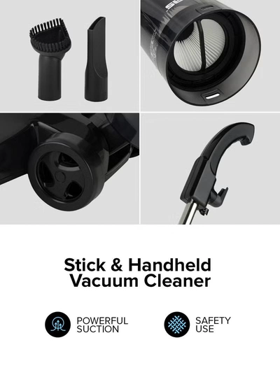 GEEPAS Stick And Handheld Vacuum Cleaner, HEPA Filter, 1.2L Dust Bag Capacity, 600W Powerful Motor, Transparent Dust Cup for Easy Check, Lightweight Body And Low Noise 1.2 L 600 W GVC19055-BK Black-5