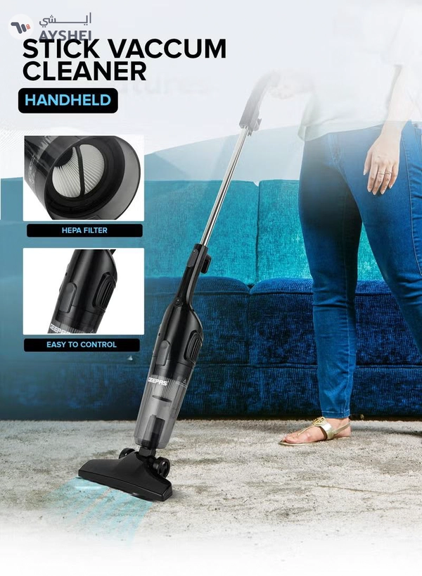 GEEPAS Stick And Handheld Vacuum Cleaner, HEPA Filter, 1.2L Dust Bag Capacity, 600W Powerful Motor, Transparent Dust Cup for Easy Check, Lightweight Body And Low Noise 1.2 L 600 W GVC19055-BK Black