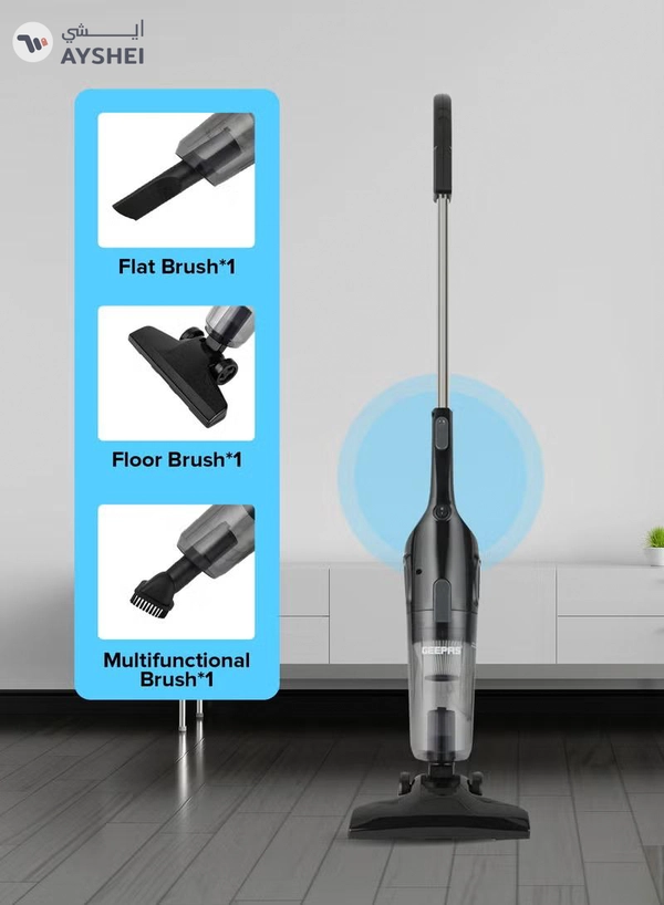 GEEPAS Stick And Handheld Vacuum Cleaner, HEPA Filter, 1.2L Dust Bag Capacity, 600W Powerful Motor, Transparent Dust Cup for Easy Check, Lightweight Body And Low Noise 1.2 L 600 W GVC19055-BK Black