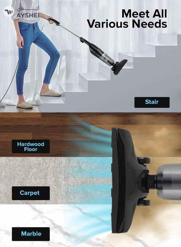 GEEPAS Stick And Handheld Vacuum Cleaner, HEPA Filter, 1.2L Dust Bag Capacity, 600W Powerful Motor, Transparent Dust Cup for Easy Check, Lightweight Body And Low Noise 1.2 L 600 W GVC19055-BK Black