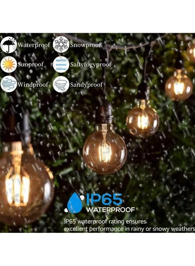 Yuwell Outdoor Waterproof IP65 Led String Lights E27 Holder 100 Meter Bulb Holder Wire With 200 Bulbs 4W G80 Amber With EU Plug Solar Bulb Holder For Ramadan Decoration Lights And Outdoor Decoration Light Hanging Light String Wire Ramadan Light For Commercial Patio Garden & Porch Yard-4