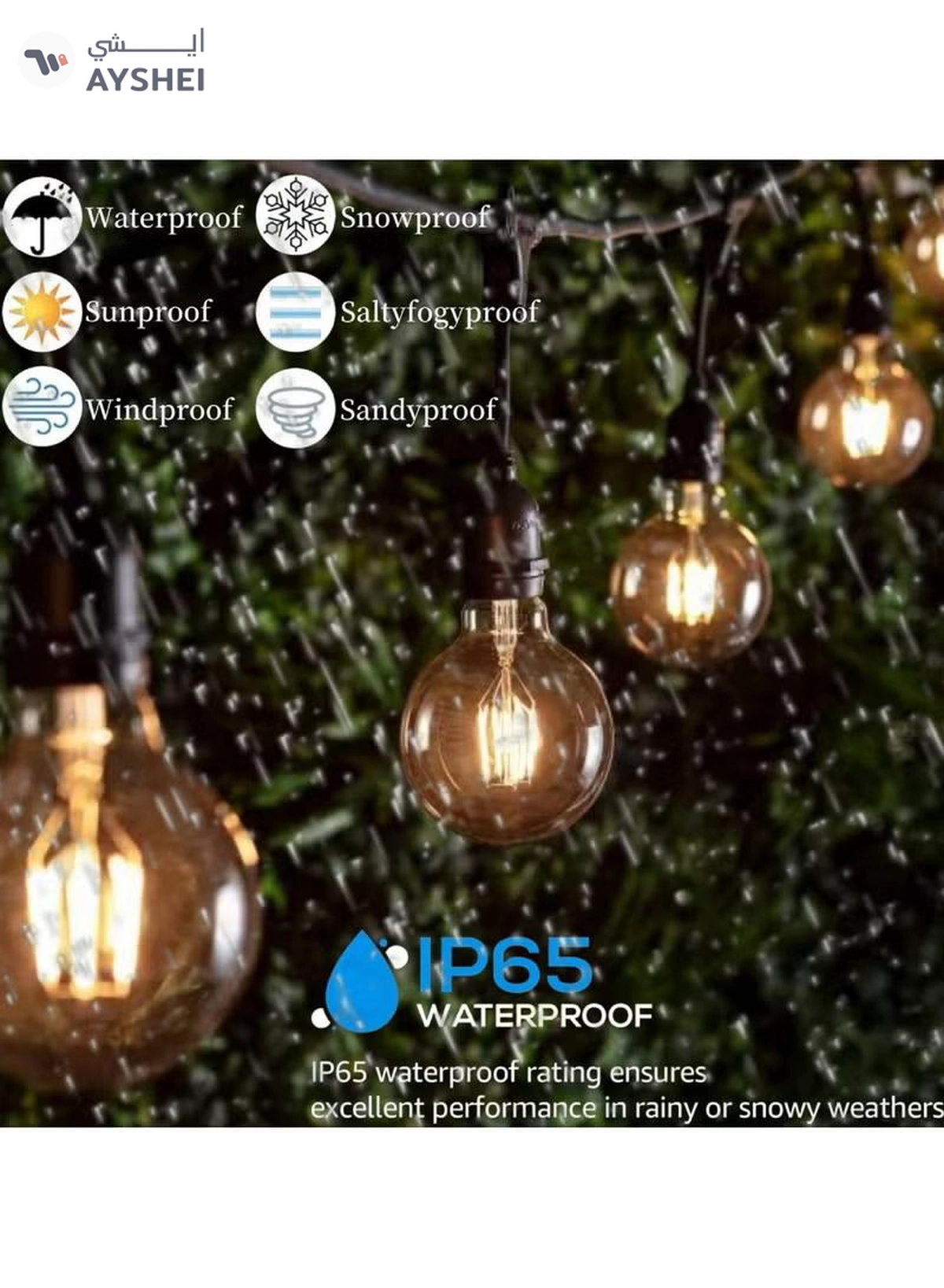 Yuwell Outdoor Waterproof IP65 Led String Lights E27 Holder 100 Meter Bulb Holder Wire With 200 Bulbs 4W G80 Amber With EU Plug Solar Bulb Holder For Ramadan Decoration Lights And Outdoor Decoration Light Hanging Light String Wire Ramadan Light For Commercial Patio Garden & Porch Yard-4-4