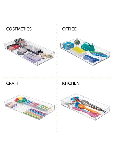 Eworld 4-Pack Plastic Stackable Storage Drawer Organizer-3