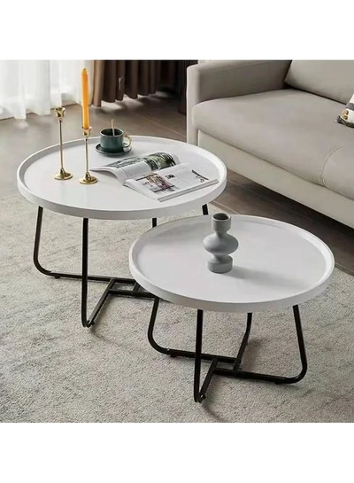 DubaiGallery Coffee Table Set of 2, Living Room Table Round, Living Room Table Gold, Coffee Table Gold Marble for Living Room and Bedroom Tables, Coffee Tables, Living...-0