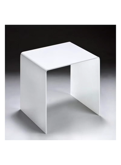 Eworld White Acrylic Perspex Plastic Side Table, Sleek Living Room and Bedside Table -3