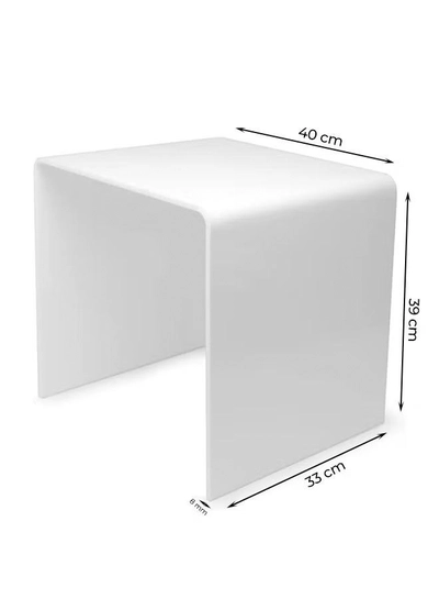 Eworld White Acrylic Perspex Plastic Side Table, Sleek Living Room and Bedside Table -4