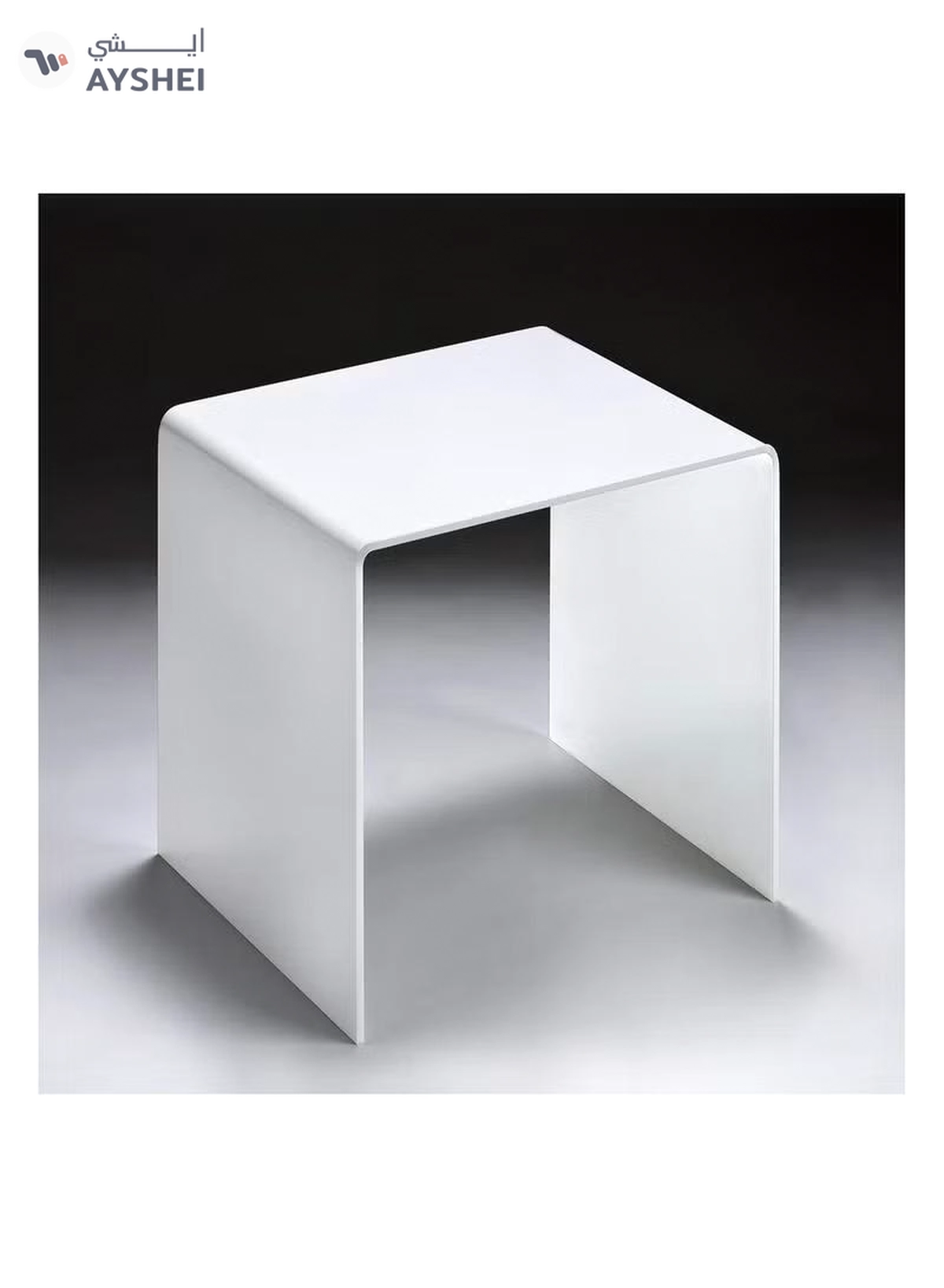 Eworld White Acrylic Perspex Plastic Side Table, Sleek Living Room and Bedside Table -3-3
