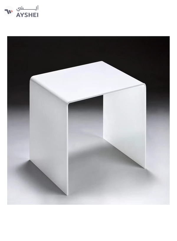 Eworld White Acrylic Perspex Plastic Side Table, Sleek Living Room and Bedside Table 