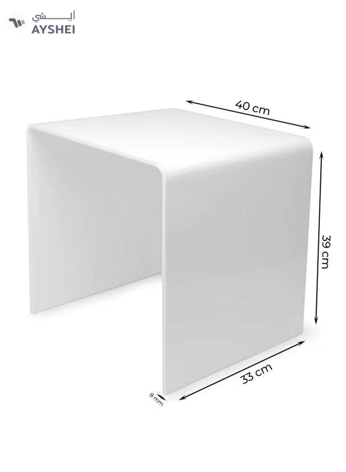 Eworld White Acrylic Perspex Plastic Side Table, Sleek Living Room and Bedside Table -4-4