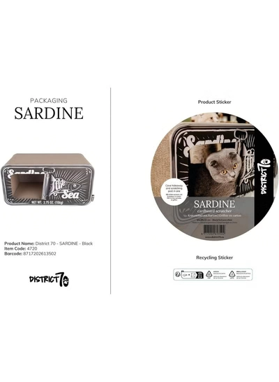 District 70 Sardine Cardboard Cat Scratcher, 60 x 30 x 30 cm, Black-4