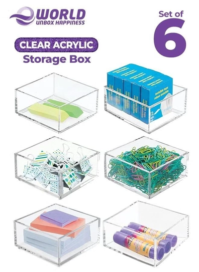 Eworld Set of 6 Clear Stackable Plastic Storage Containers-0