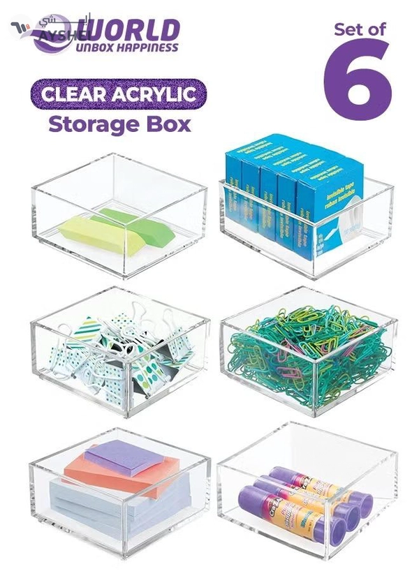 Eworld Set of 6 Clear Stackable Plastic Storage Containers