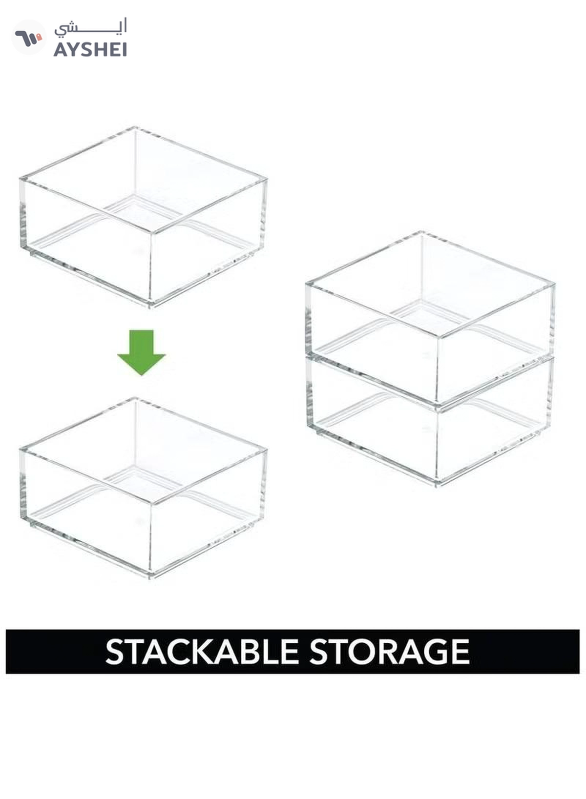 Eworld Set of 6 Clear Stackable Plastic Storage Containers-3-3
