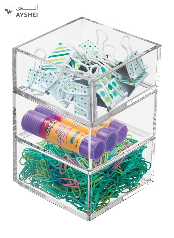 Eworld Set of 6 Clear Stackable Plastic Storage Containers