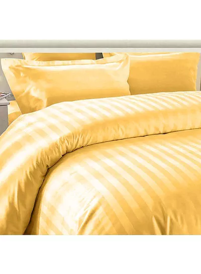 6-Piece Premium King Size Bedding Set, Gold Striped Design and High-Quality Microfiber Hotel Luxury Bedsheet Soft Quilt Cover and Pillowcases-4