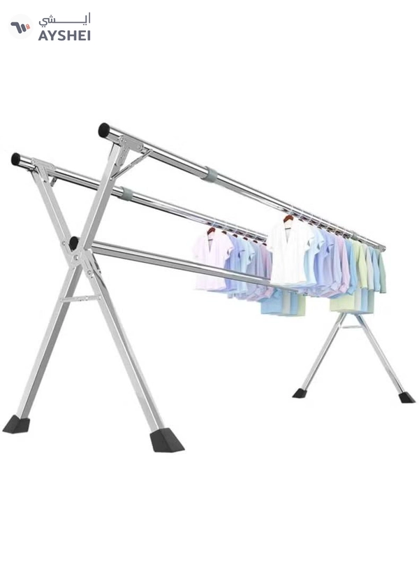 DubaiGallery Clothes Drying Racks, Upgraded Stainless Steel Laundry Drying Rack with Wheels, Heavy Duty Collapsible Rolling Clothes Organizer Rack for Indoor Outdoor,