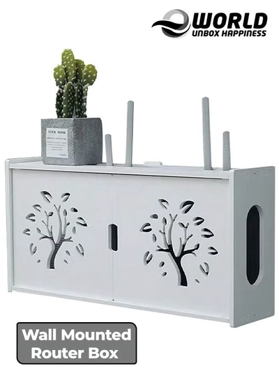 Eworld Stylish Wall Mounted Router Rack for Wi-Fi Router, Set-Top Box, Light Cat Box and More-0