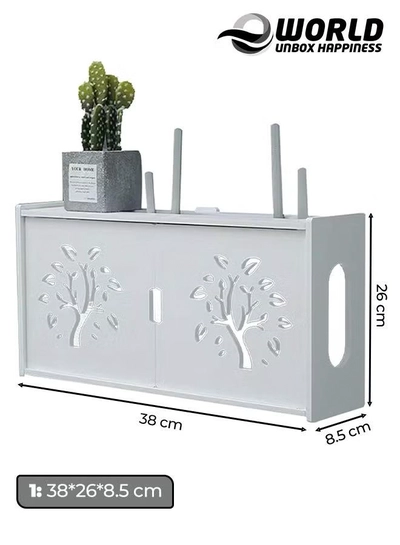 Eworld Stylish Wall Mounted Router Rack for Wi-Fi Router, Set-Top Box, Light Cat Box and More-2