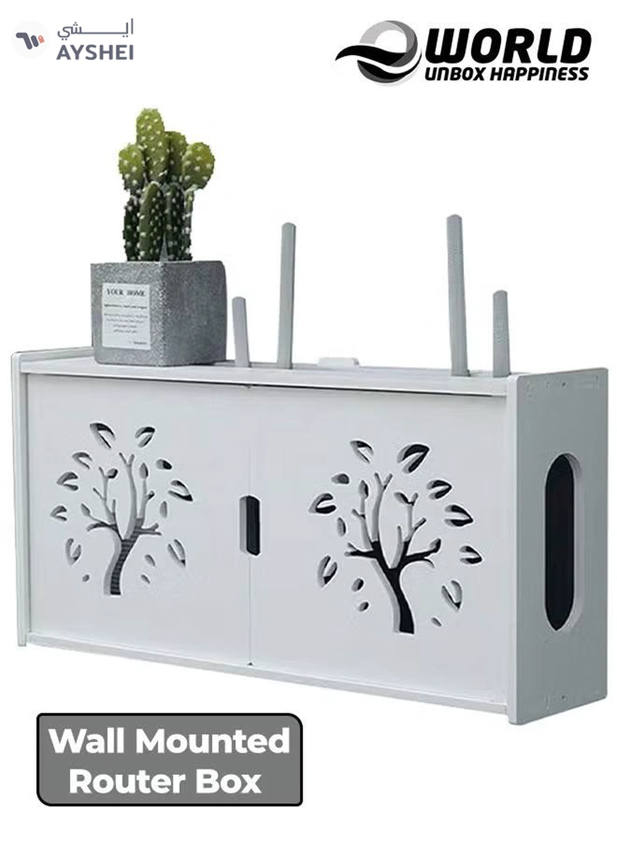 Eworld Stylish Wall Mounted Router Rack for Wi-Fi Router, Set-Top Box, Light Cat Box and More-1-1