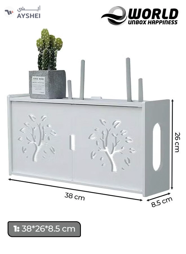 Eworld Stylish Wall Mounted Router Rack for Wi-Fi Router, Set-Top Box, Light Cat Box and More