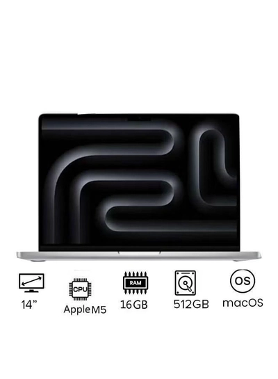 Apple New M5 Macbook Pro 2025 Laptop With 14‑inch XDR Retina Display, M5 chip with 10-core CPU, 10-core GPU Processor/16GB RAM/512GB SSD/MacOS English/Arabic silver-0