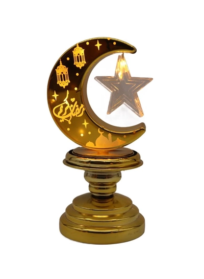 Yuwell Battery Operated Ramadan Decoration Light LED Moon Stars Decoration Night Light Desk Lamp For Indoor And Outdoor Decoration Led Lamp (AAAX3 Required Not Included)-0