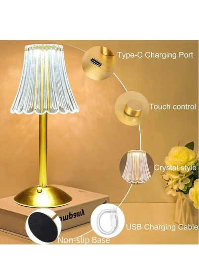 Yuwell Crystal Table Lamp Acrylic Touch Lamp Portable Led Table Lamp With 3 Light Color Modes With Touch Sensor 3-Levels Brightness Desk Lamp For Room Party And Restaurant Decor-1