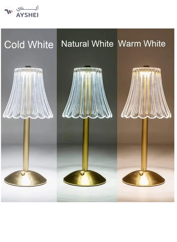 Yuwell Crystal Table Lamp Acrylic Touch Lamp Portable Led Table Lamp With 3 Light Color Modes With Touch Sensor 3-Levels Brightness Desk Lamp For Room Party And Restaurant Decor