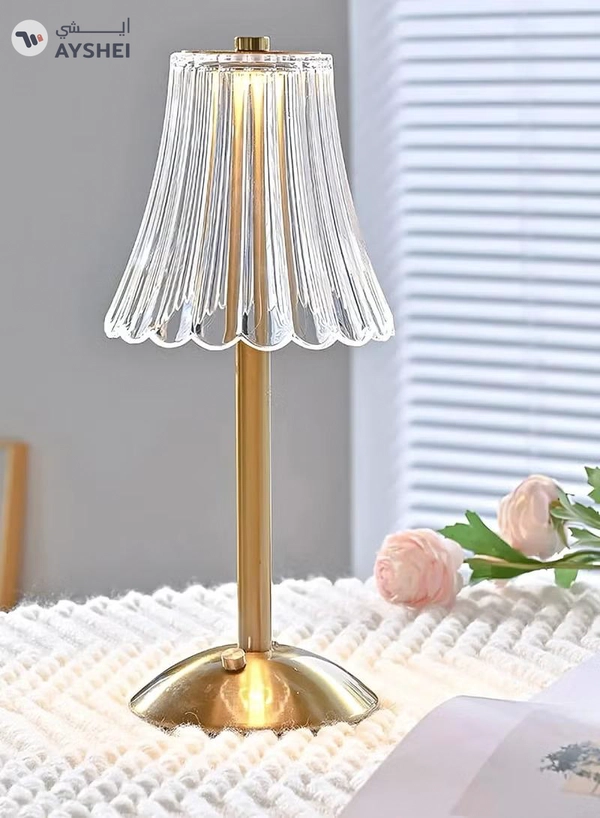 Yuwell Crystal Table Lamp Acrylic Touch Lamp Portable Led Table Lamp With 3 Light Color Modes With Touch Sensor 3-Levels Brightness Desk Lamp For Room Party And Restaurant Decor