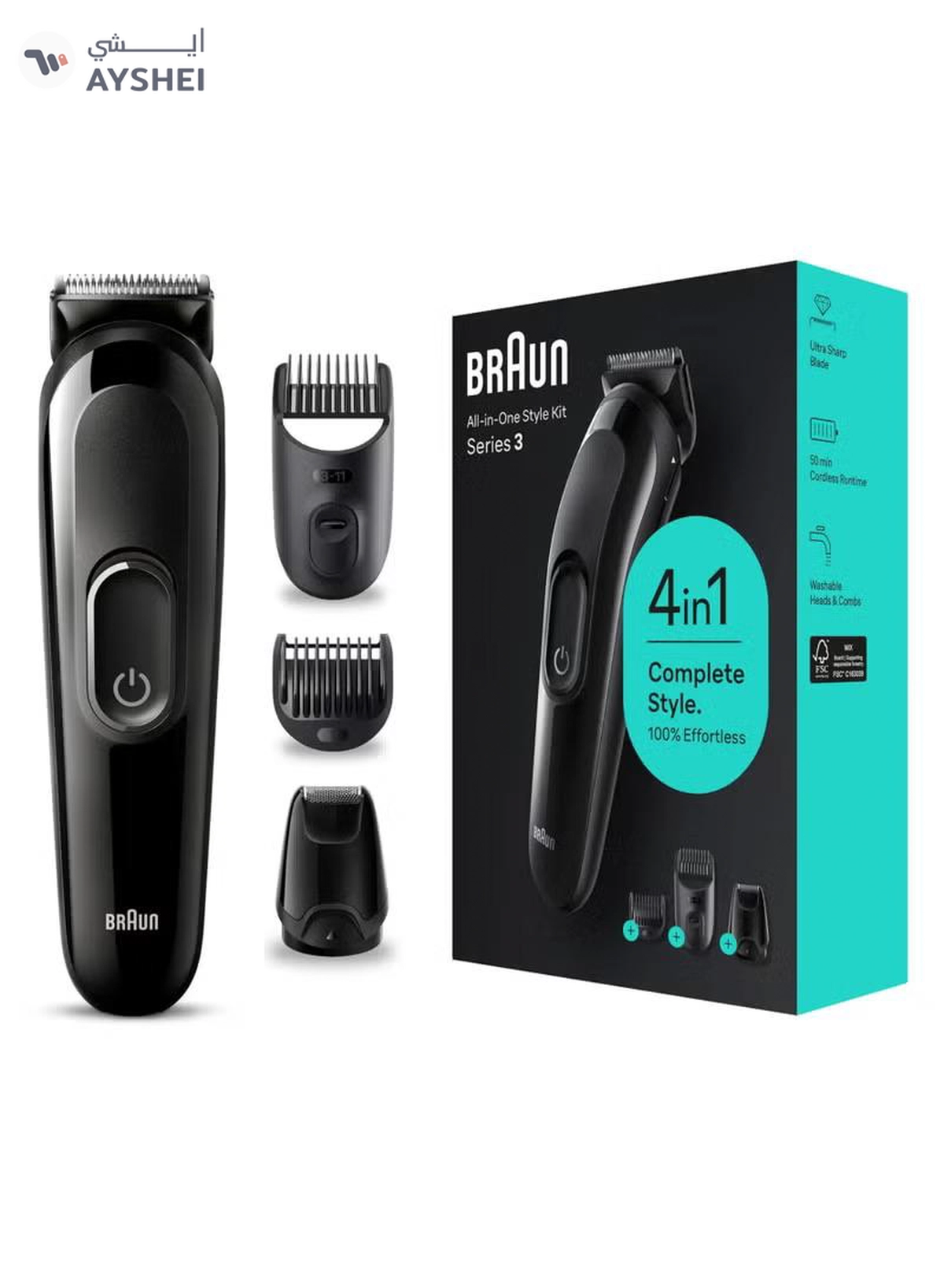 BRAUN All-In-One Style Kit Series 3 3400, 3-In-1 Kit For Beard, Hair & More