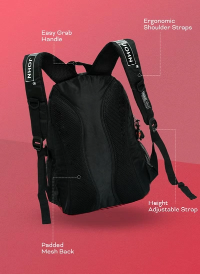 PARAJOHN Classic Students School Backpack Red-3